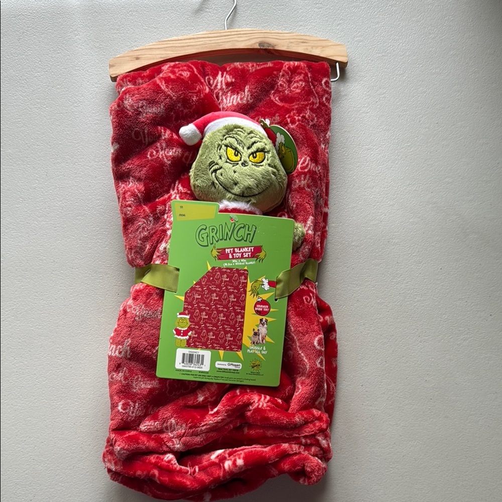 The Grinch Plush Pet Blanket Set - Holiday, Winter, Christmas - For Dogs or Cats